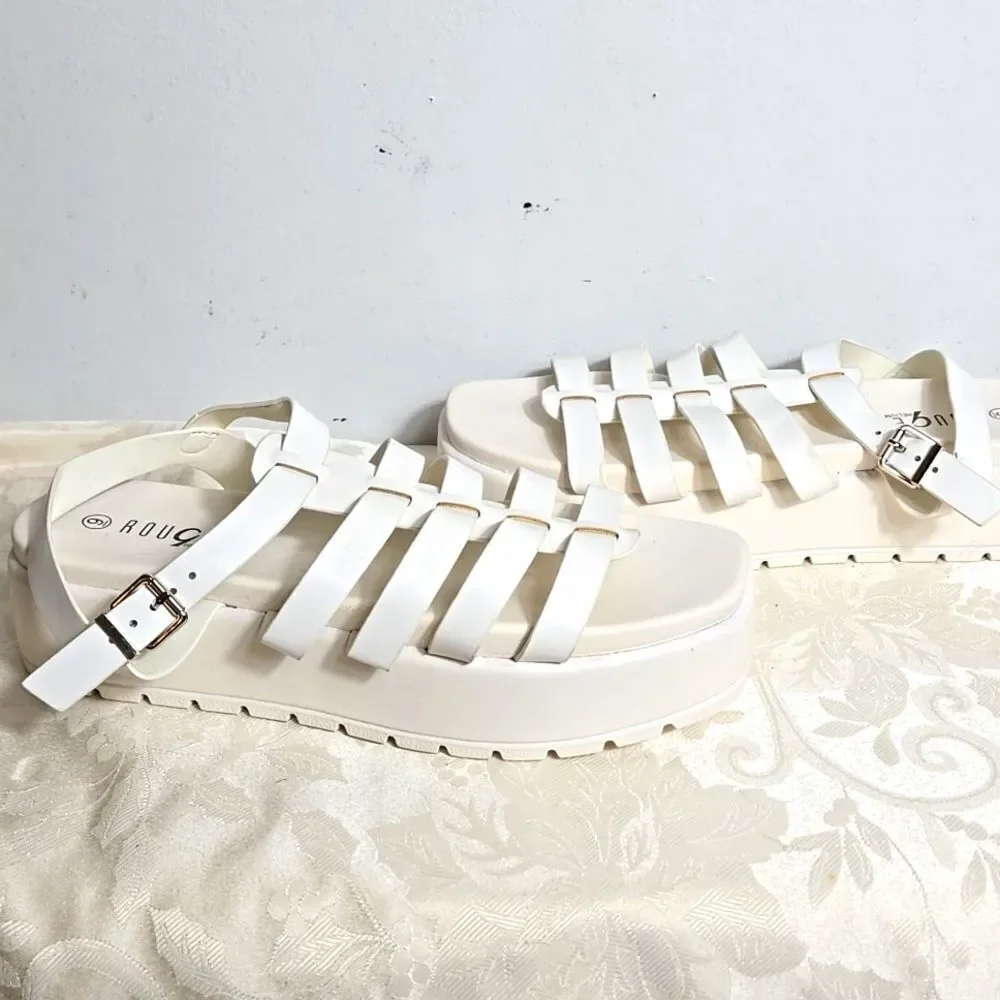 Rouge White Strappy Platform Sandals